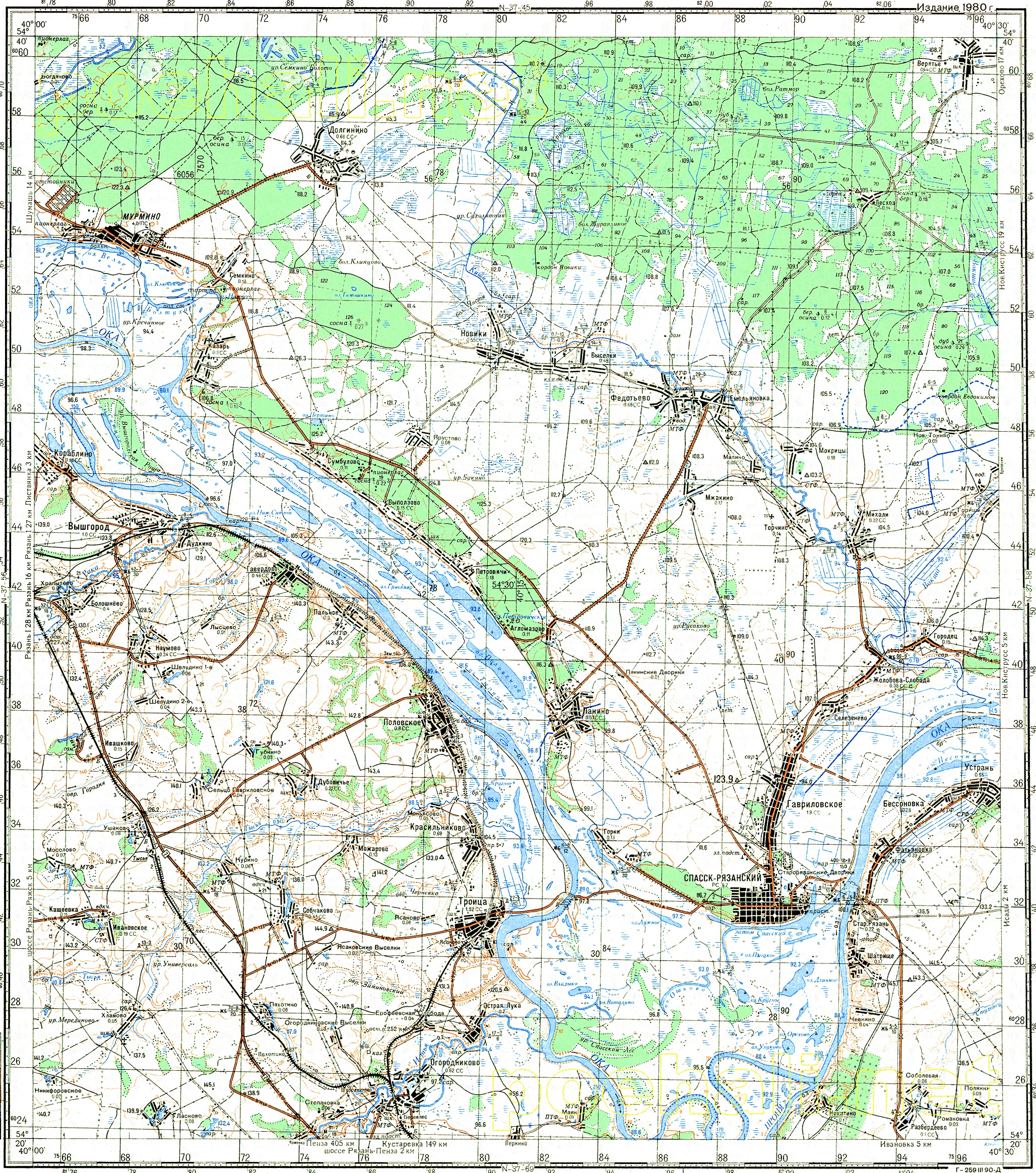 РСЛ :: Российская спиннинговая лига: Карты: Карта реки Ока от Калуги доНижнего Новгорода